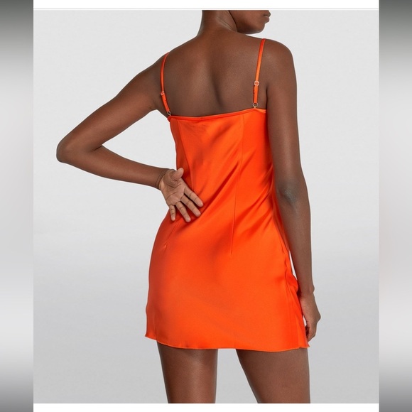 GUC Nanushka Emila Wrap Effect Mini Dress in Blood Orange. Size L. - Picture 3 of 8